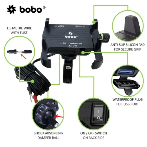 Claw Grip Bike Phone Holder-Usb 3.0 Fast Charging