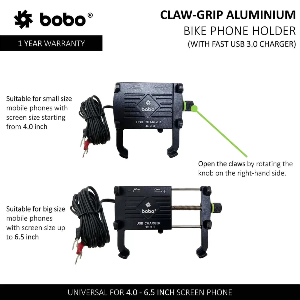 Claw Grip Bike Phone Holder-Usb 3.0 Fast Charging