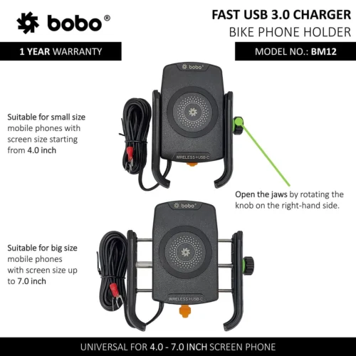 Bobo Bm12 Bike Phone Holder With Fast 15W Wireless