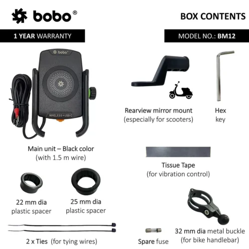 Bobo Bm12 Bike Phone Holder With Fast 15W Wireless