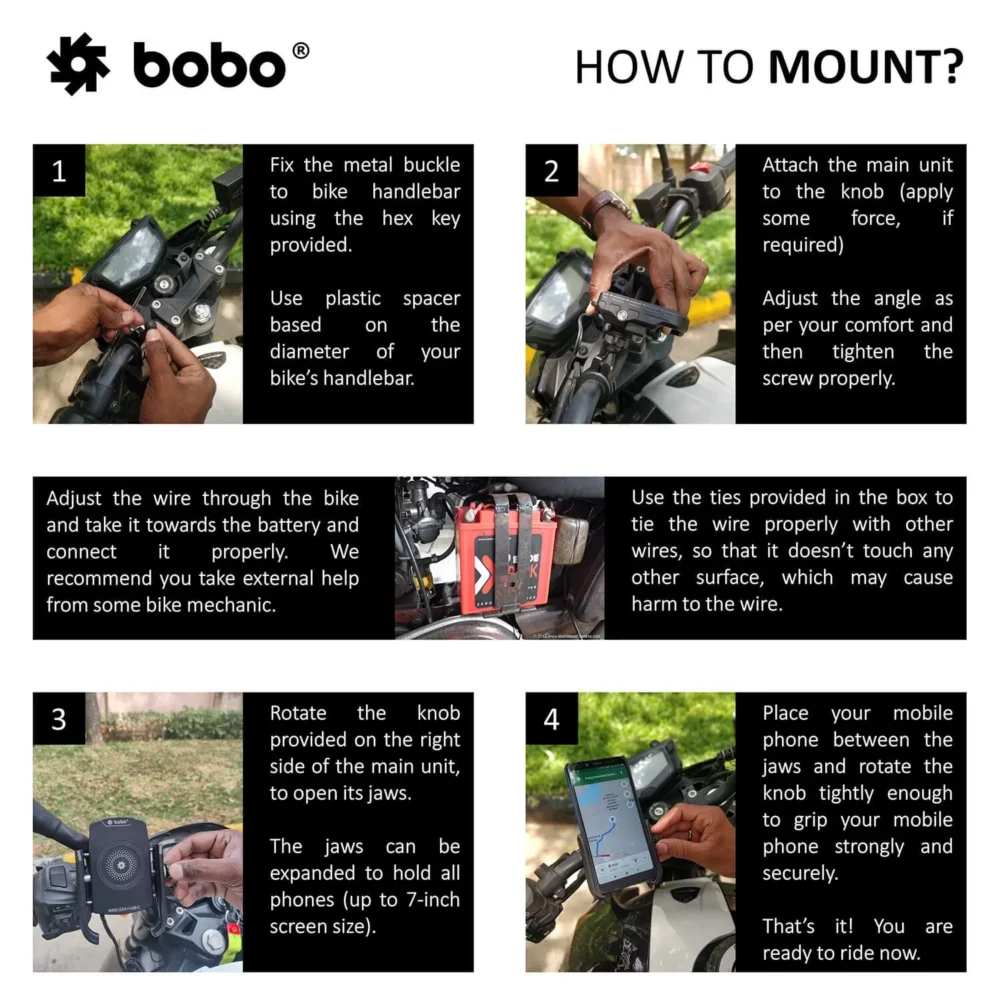 Bobo Bm12 Bike Phone Holder With Fast 15W Wireless