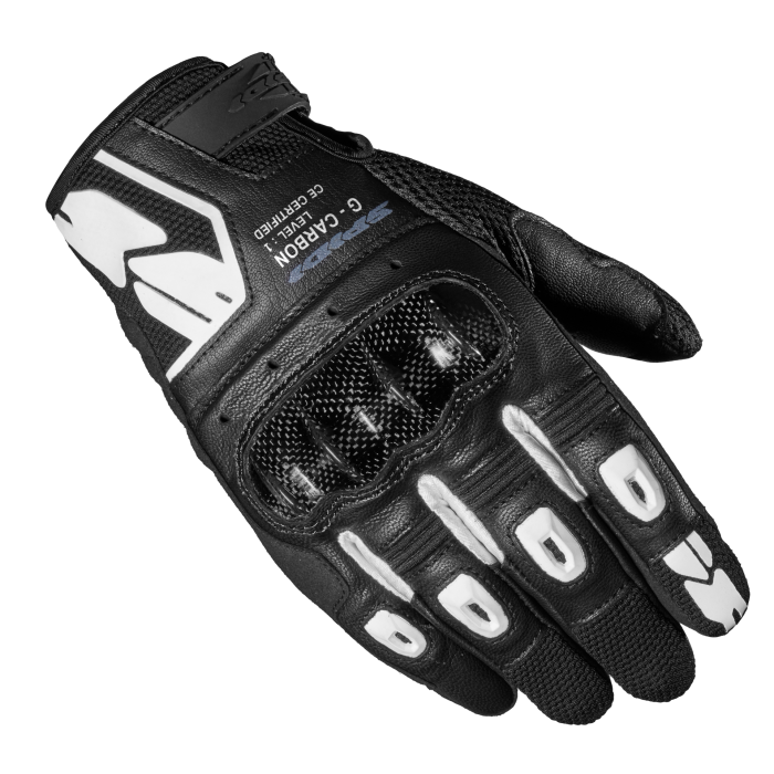 Spidi G Carbon Black White Gloves