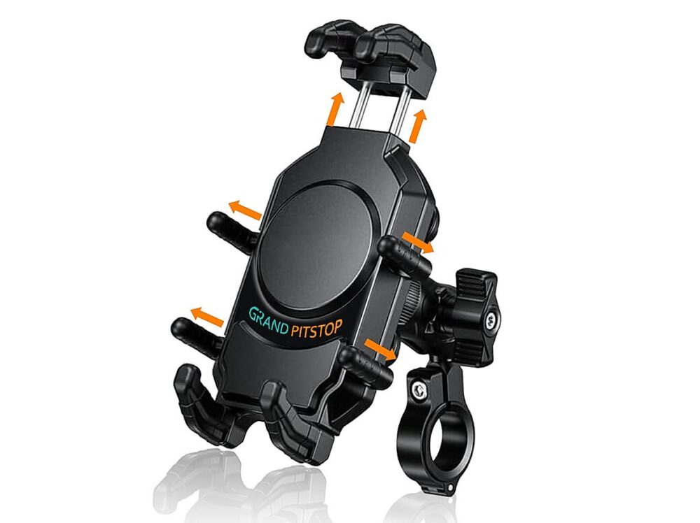 4-Sided Grip Mobile Holder with Anti Theft Handlebar Mount