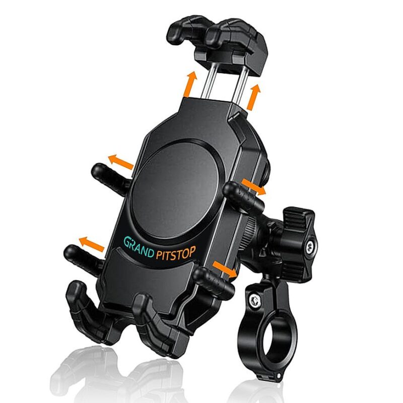 4-Sided Grip Mobile Holder With Anti Vibration Anti Theft Handlebar Mount