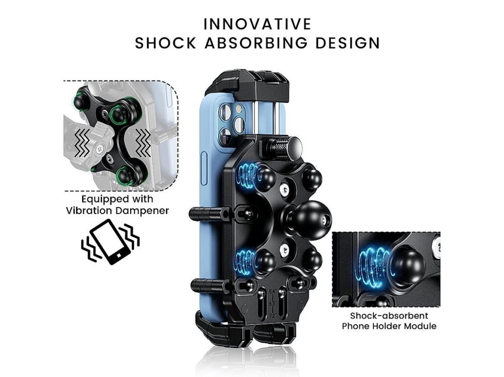 4-Sided Grip Mobile Holder with Anti Theft Handlebar Mount