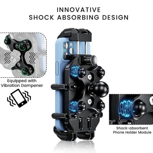 4-Sided Grip Mobile Holder with Anti Theft Handlebar Mount