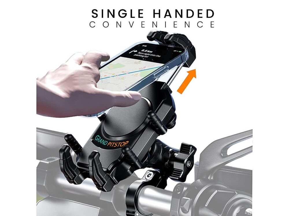 4-Sided Grip Mobile Holder with Anti Theft Handlebar Mount