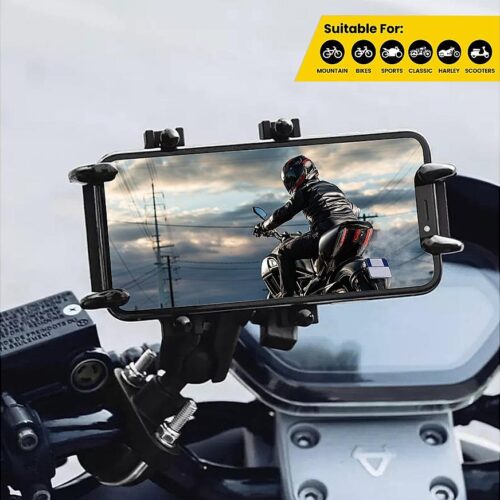 4-Sided Grip Mobile Holder with Anti Theft Handlebar Mount