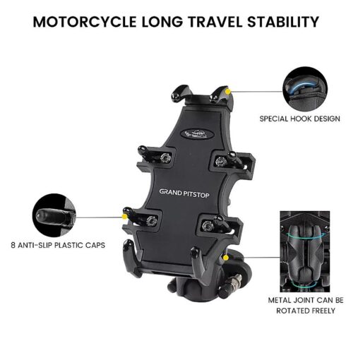 4-Sided Grip Mobile Holder with Anti Theft Handlebar Mount