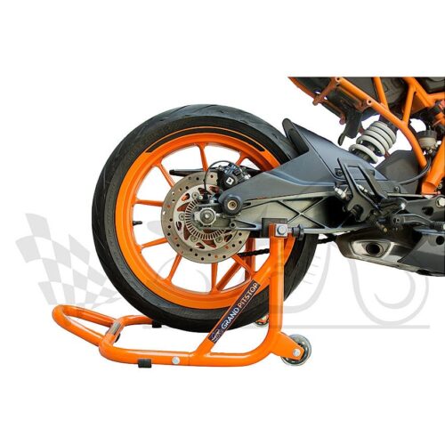 Dismantable Rear Paddock Stand with Skate Wheels Orange