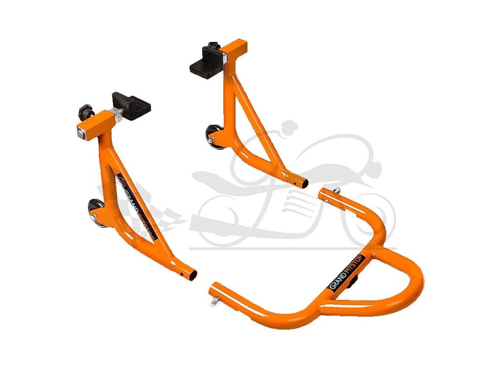 Dismantable Rear Paddock Stand with Skate Wheels Orange