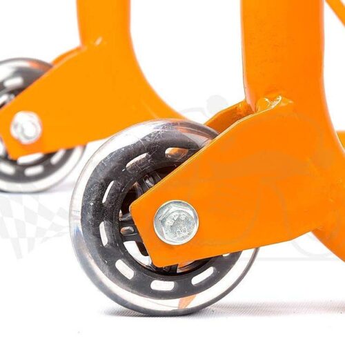 Dismantable Rear Paddock Stand with Skate Wheels Orange