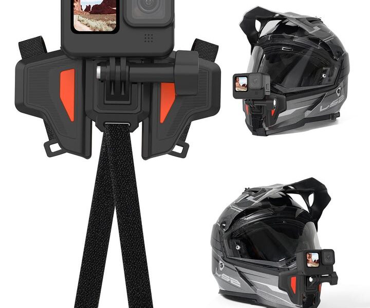Motorcycle Helmet Chin strap mount for GoPro cameras Orange color